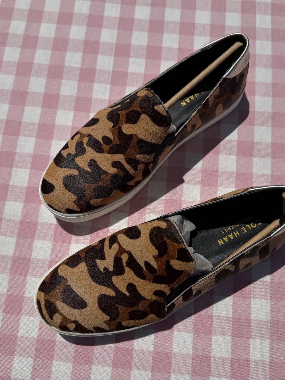 Cole Haan Leopard Print Slip-On Moccasins - Brown/Tan